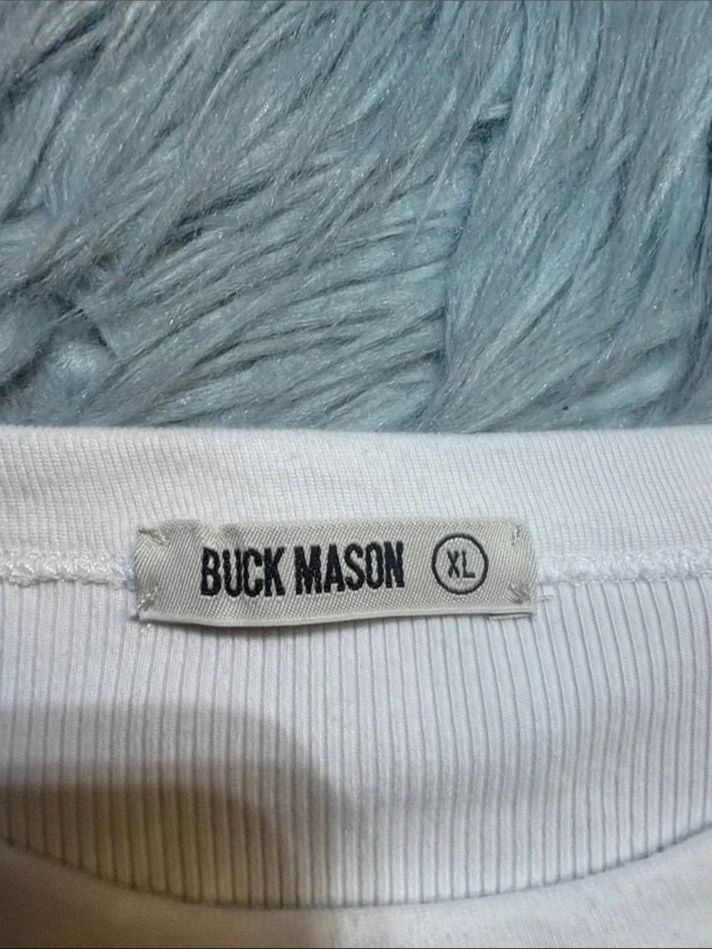 Buck Mason Surplus White Ribbed Crewneck Long Sleeve Top sz XL